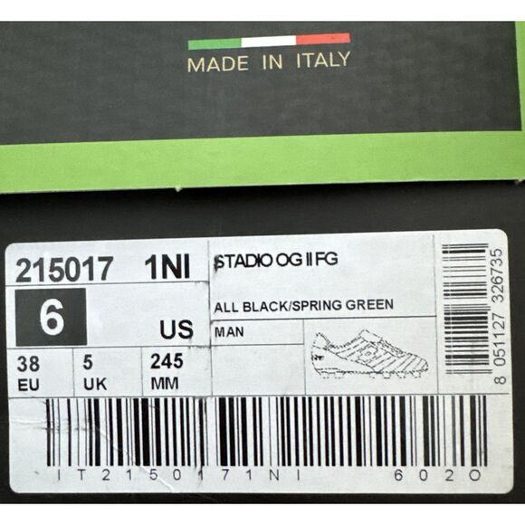 Lotto Stadio OG II FG Soccer Cleats - All Black, Spring Green | Men’s Size 6 - Picture 6 of 6